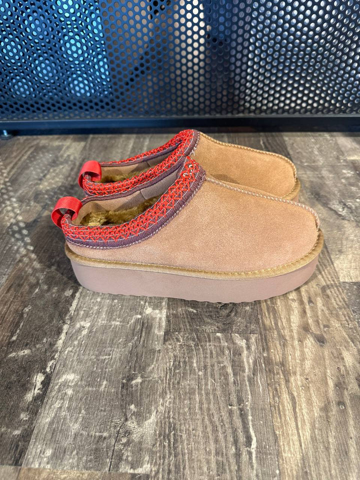 Ovyé, Women's Sabot, Platform, Fur Inside, Camel, SE 1253