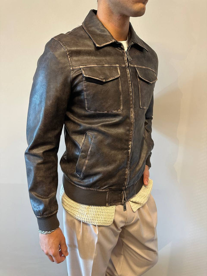 Gianni Lupo Giubbino Uomo GL9810 Marrone, Ecopelle