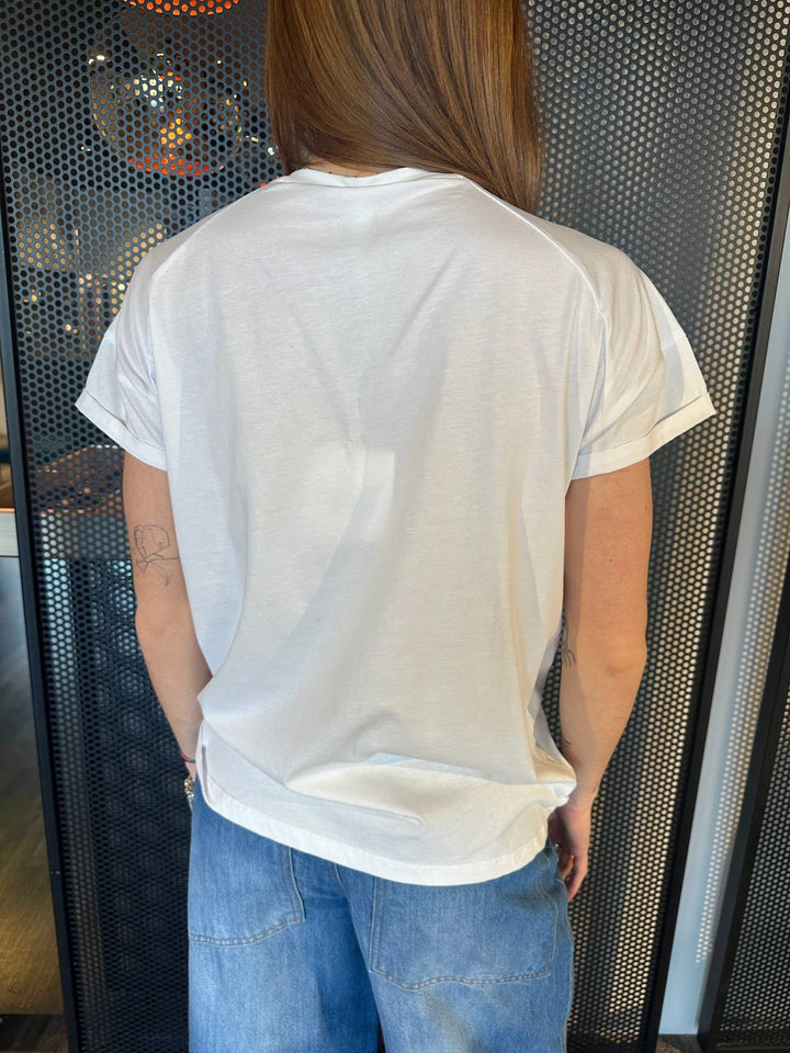 Tensione In T-Shirt Donna M1488-TP-S474PE25 Bianca, Cotone