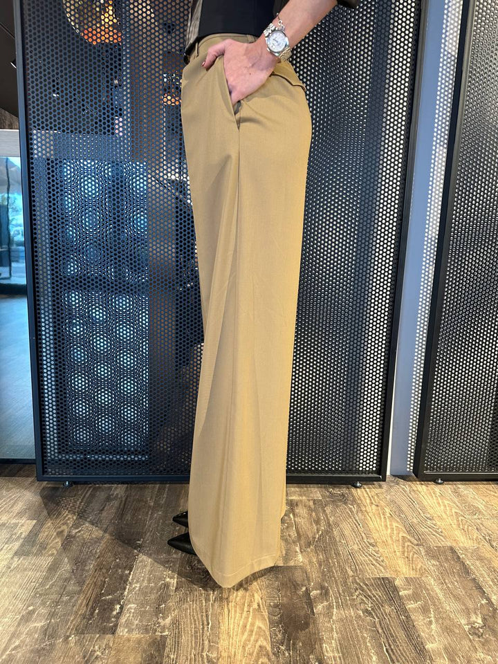 Tensione In Pantaloni Donna PE25-4054 Beige, Palazzo