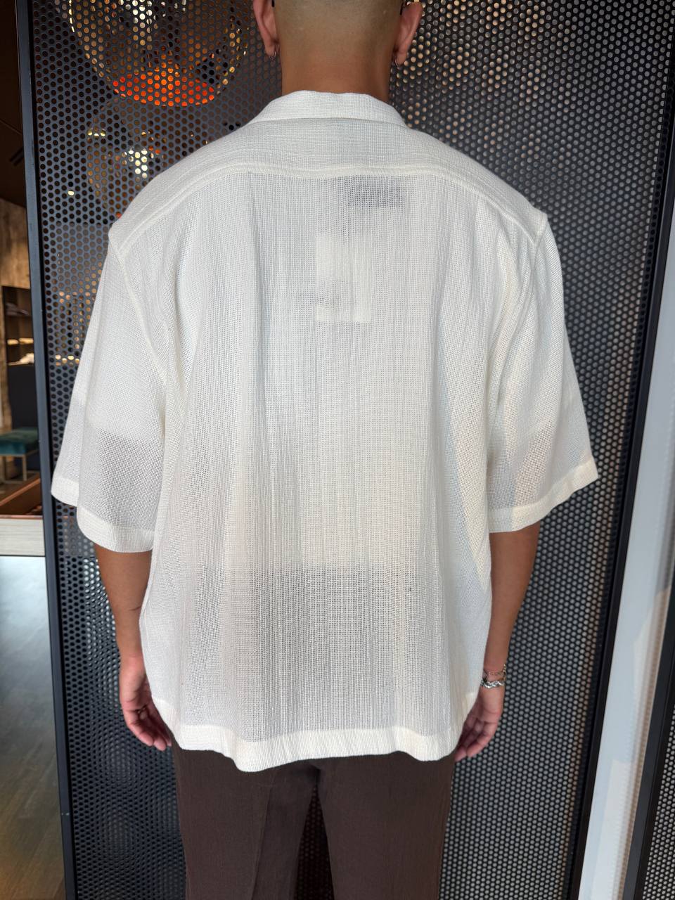 I'M BRIAN Camicia Uomo CA3281 Panna, Manica Corta, Over