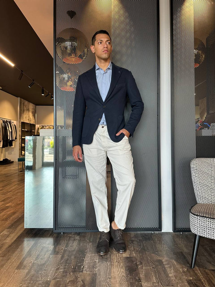BL11 Pantaloni Uomo 10VOLTERRA24, Latte, Cropped, Lino