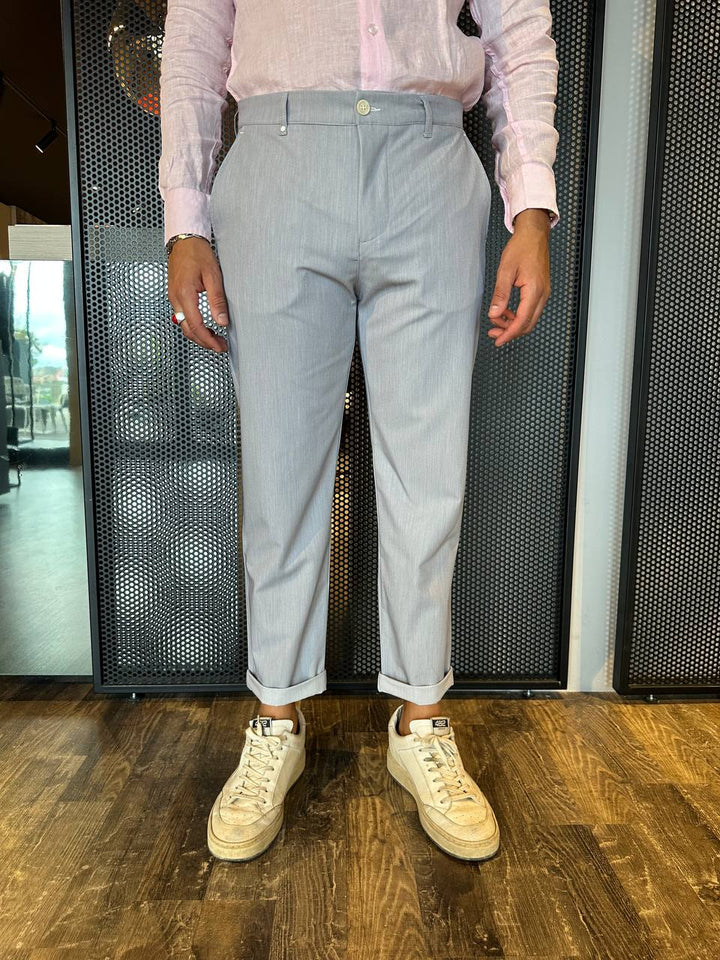 BL11 Pantaloni Uomo 05BLA250762 Chino Grigio Chiaro