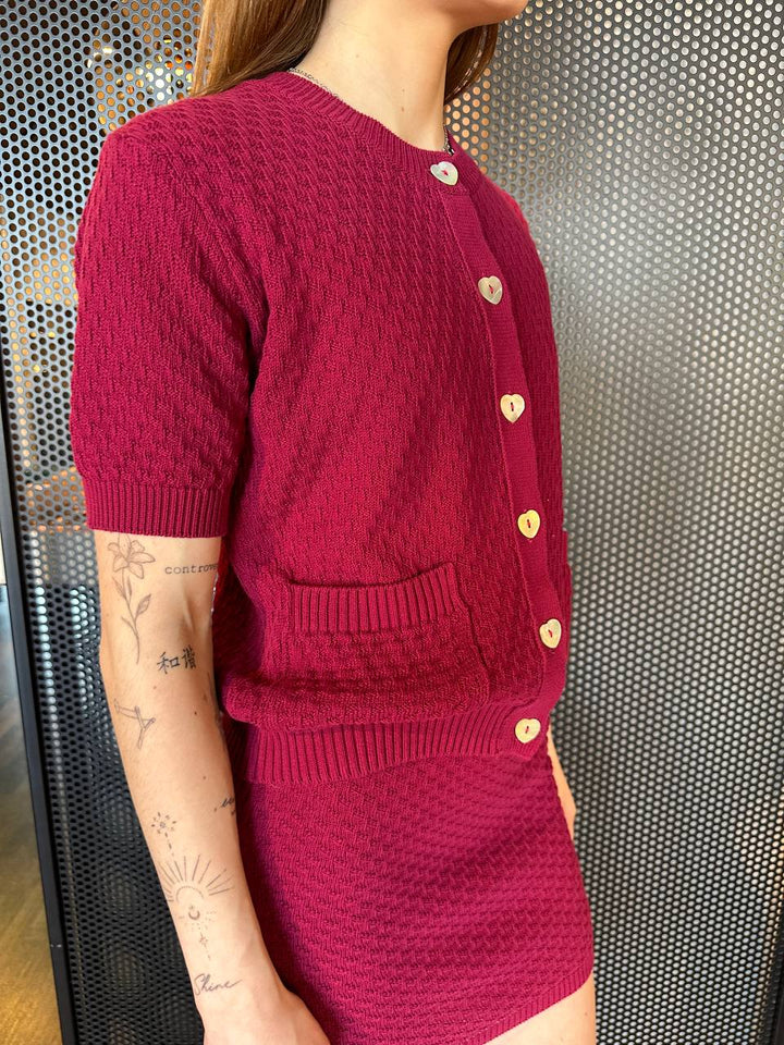 Kontatto Women's Sweater 3M0573C, Cardigan, Open, Bordeaux