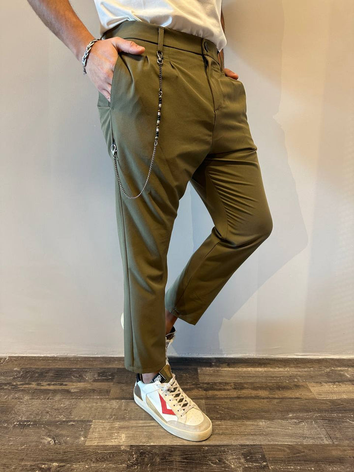 Imperial Pantaloni Uomo PB51JBQ Verde Militare, Con Catena, Doppia Pence