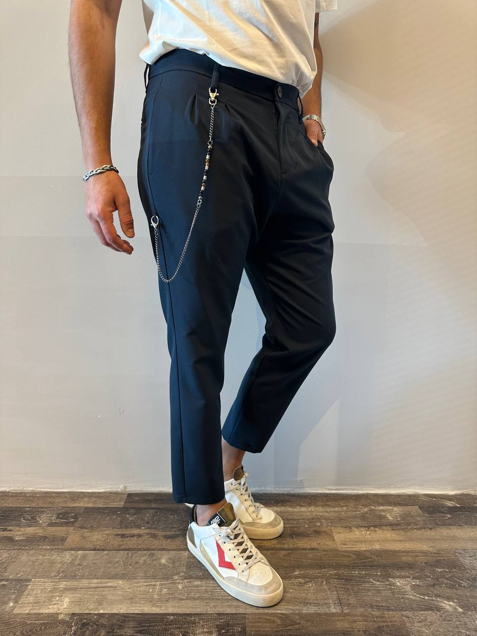 Imperial Pantaloni Uomo PB51JBQ Blu Navy, Con Catena, Doppia Pence