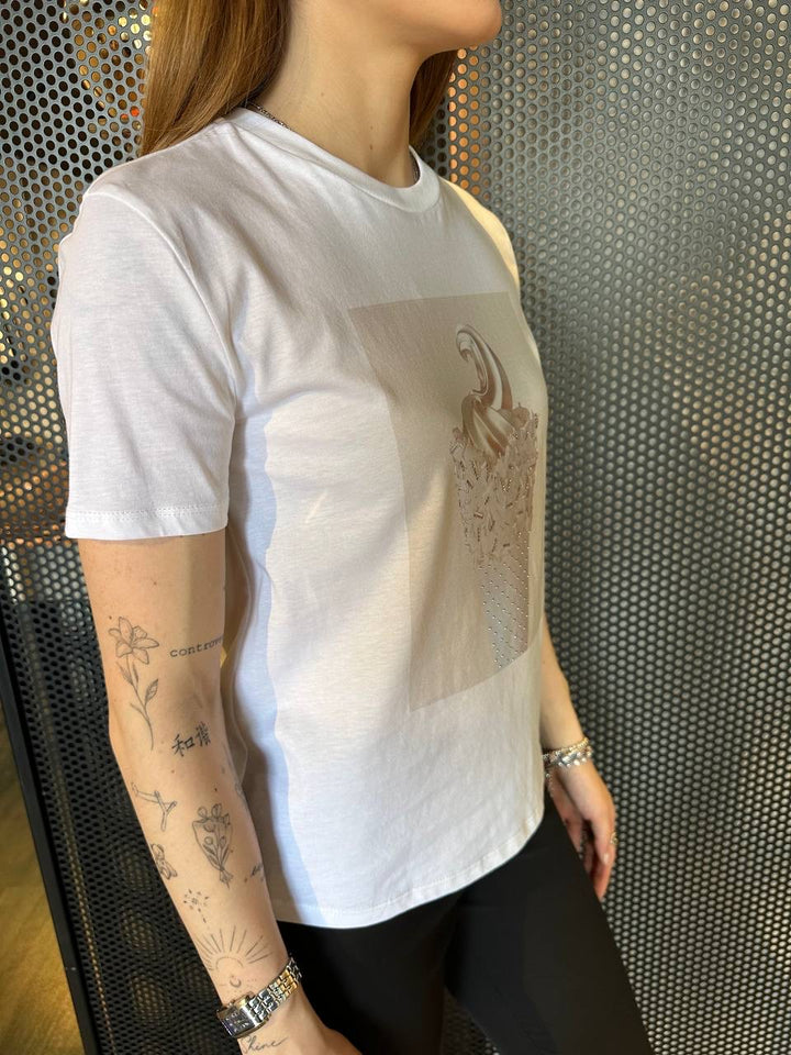Imperial T-shirt Donna TZ59JGT Bianco, Stampa Gelato