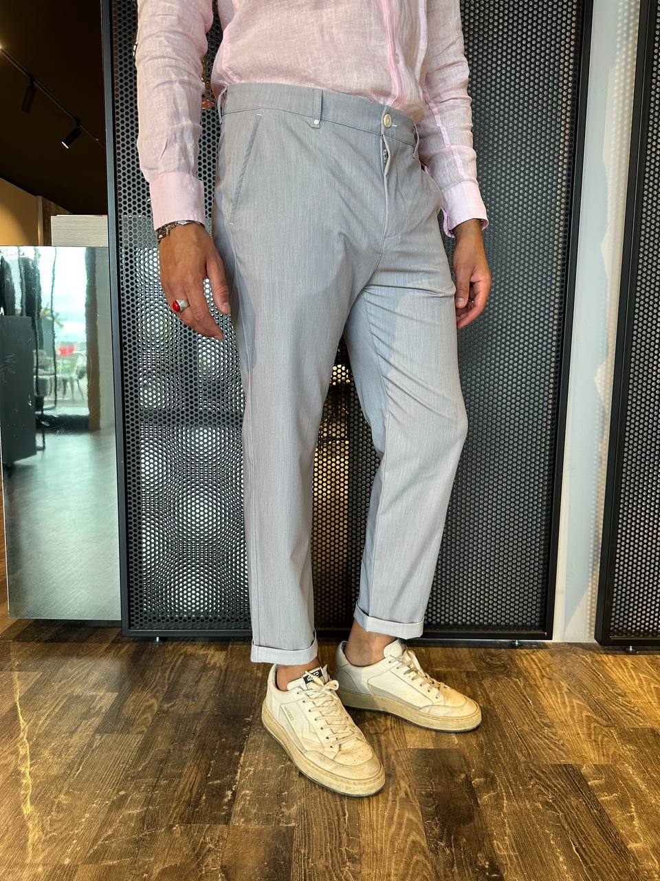 BL11 Pantaloni Uomo 05BLA250762 Chino Grigio Chiaro