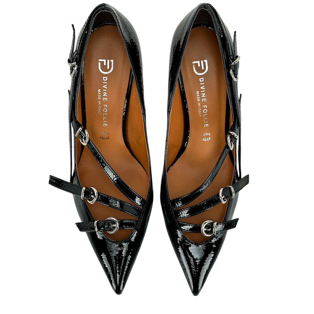Divine Follie Women's Shoes, Pumps, 1622, Patent Leather, Black