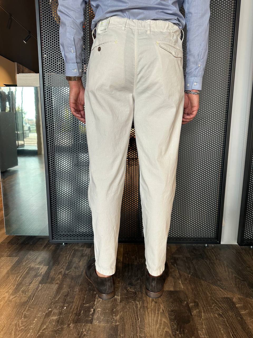 BL11 Pantaloni Uomo 10VOLTERRA24, Latte, Cropped, Lino