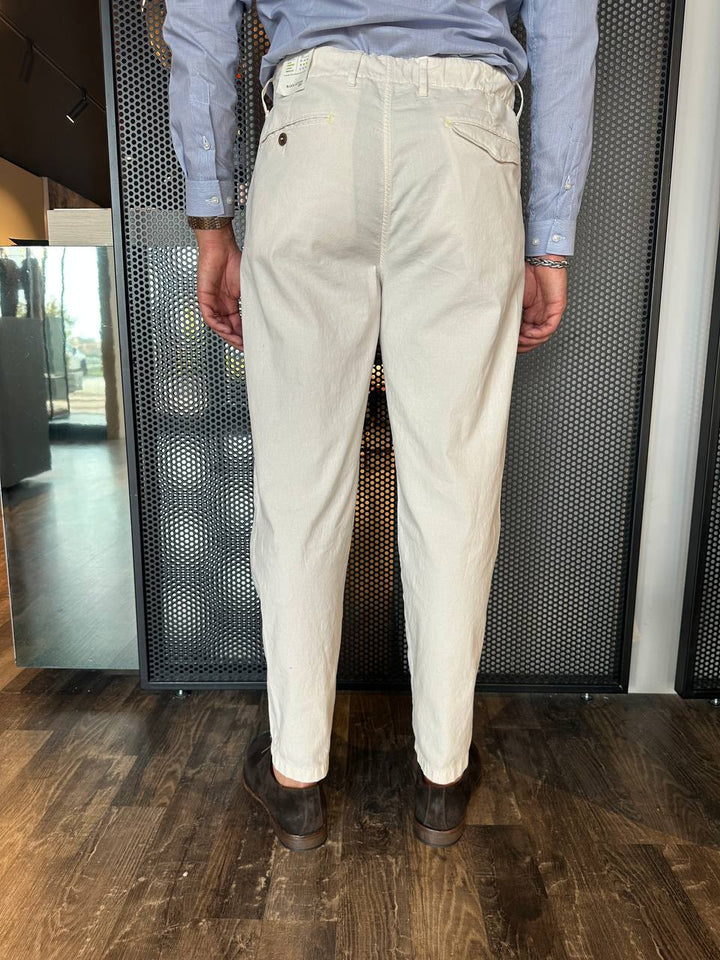 BL11 Pantaloni Uomo 10VOLTERRA24, Latte, Cropped, Lino