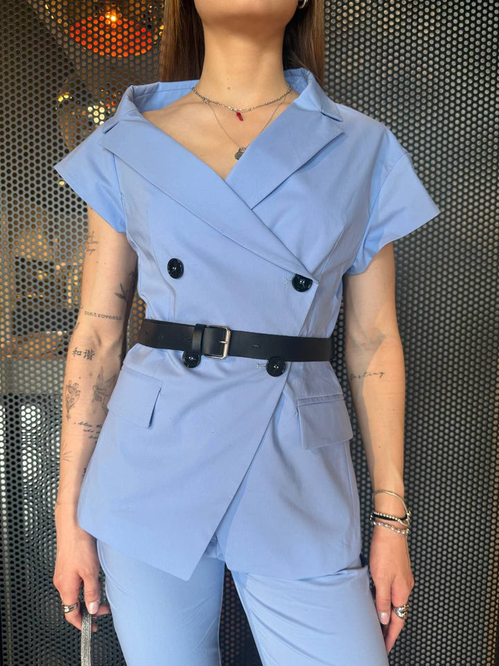 Imperial Giacca Donna JBD0JXZ Celeste, Con Cintura