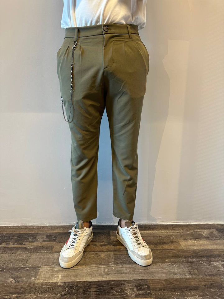 Imperial Pantaloni Uomo PB51JBQ Verde Militare, Con Catena, Doppia Pence