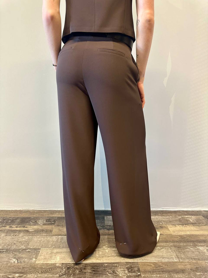 Tensione In Pantaloni Donna 25P6102PE25 Marrone, Fondo Largo