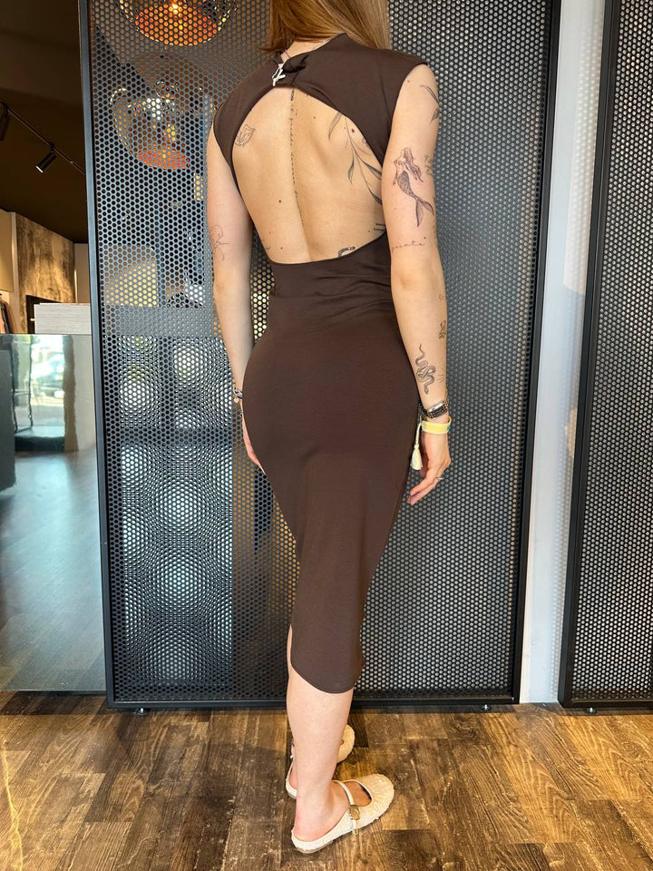 Kontatto, Abito Donna MR4004C Moro, Midi Scollo Schiena