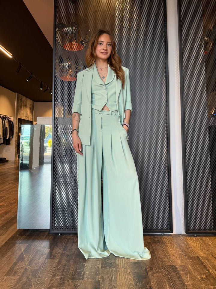 Imperial Pantaloni Ampi Donna P3ZQJHX Verde Acqua, Vita Alta