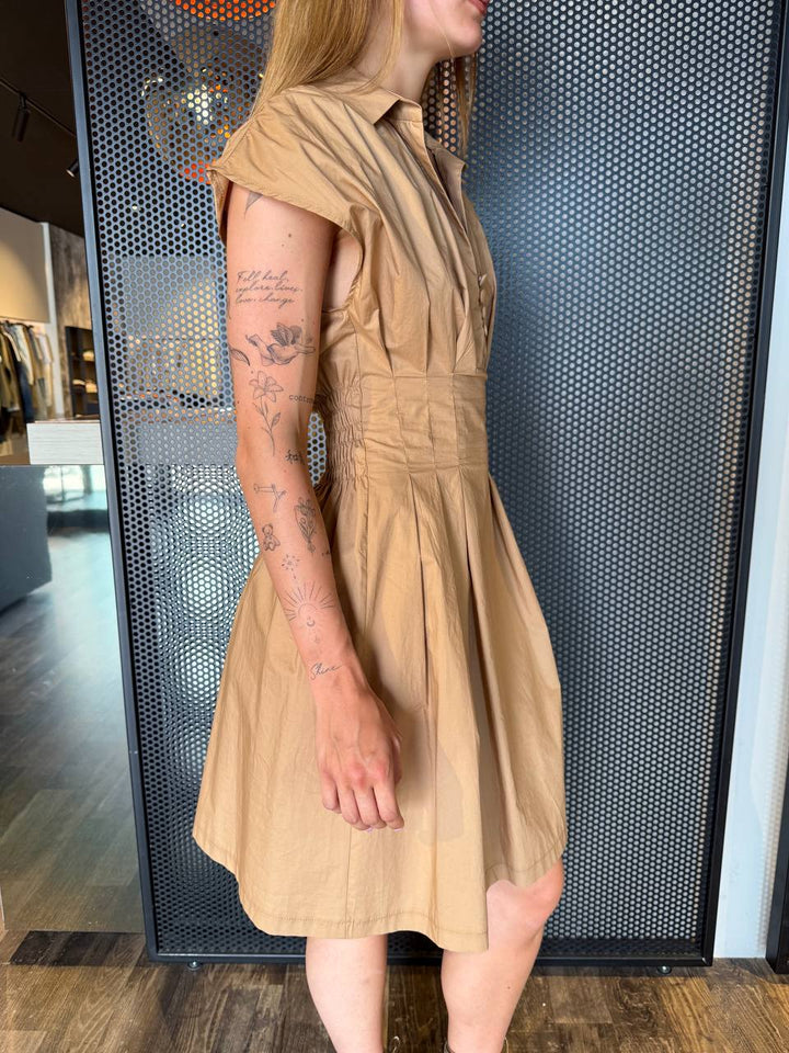 Rebeka Ross Abito Donna 125BAB193 Sabbia, Collo Camicia