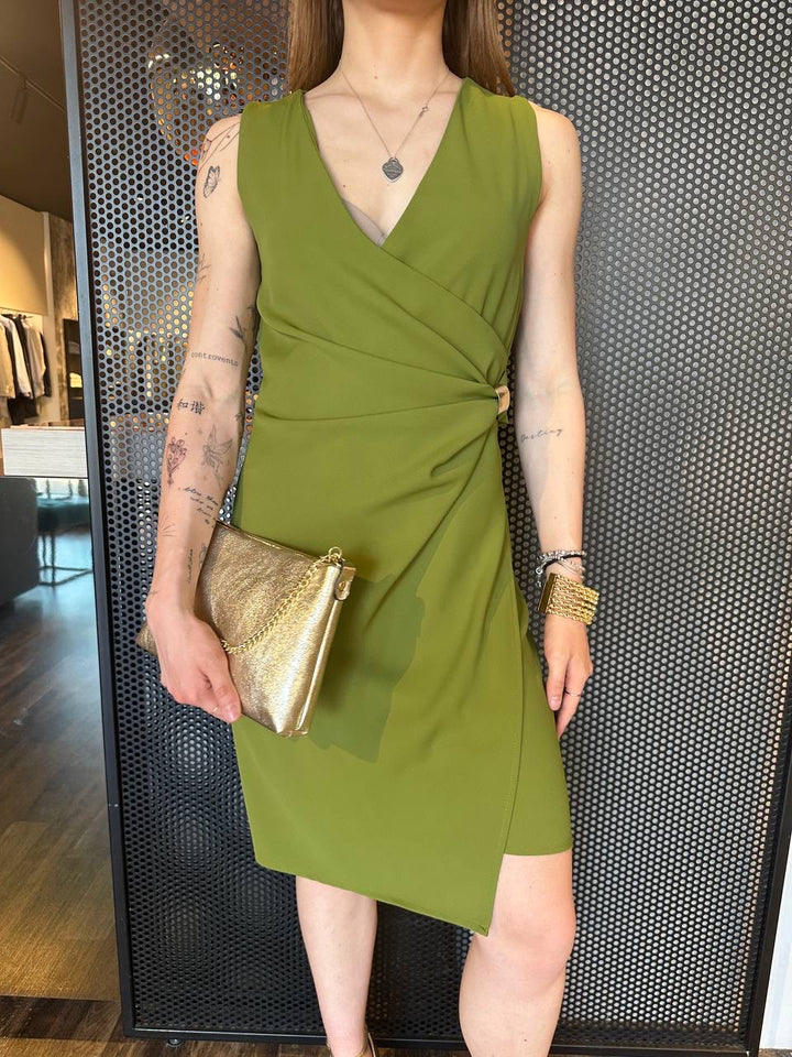 Eco Abito Donna BK168 Verde, Scollo a V