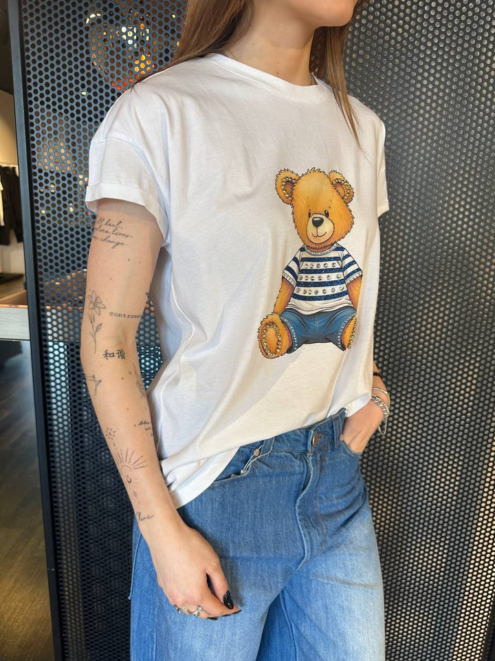 Tensione In T-Shirt Donna M1488-TP-S474PE25 Bianca, Cotone