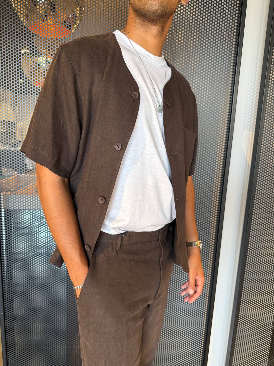 I'm Brian Camicia Uomo CA3278 Moro, Lino