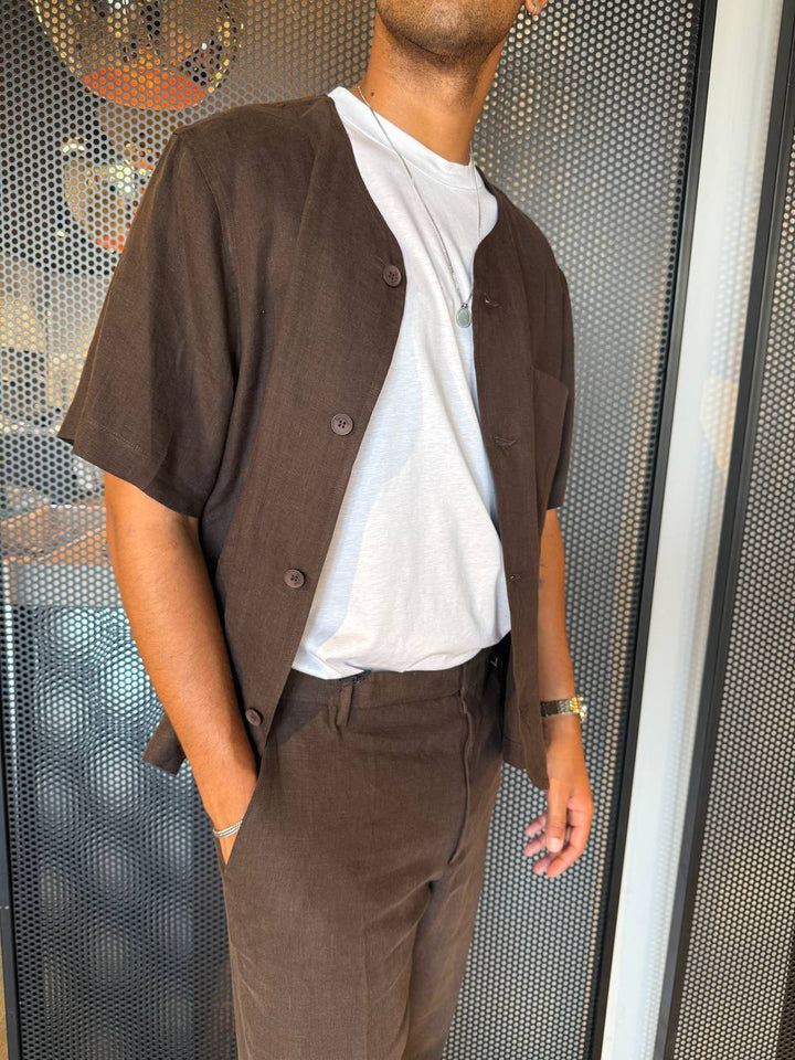 I'm Brian Camicia Uomo CA3278 Moro, Lino