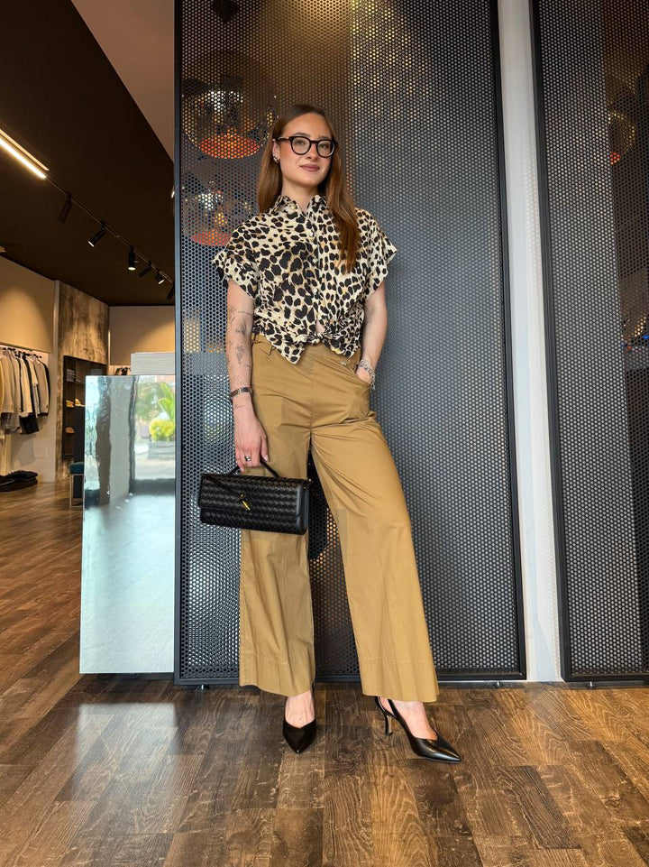 Dixie Camicia Donna CES4WCSA Fantasia Animalier, Con Nodo