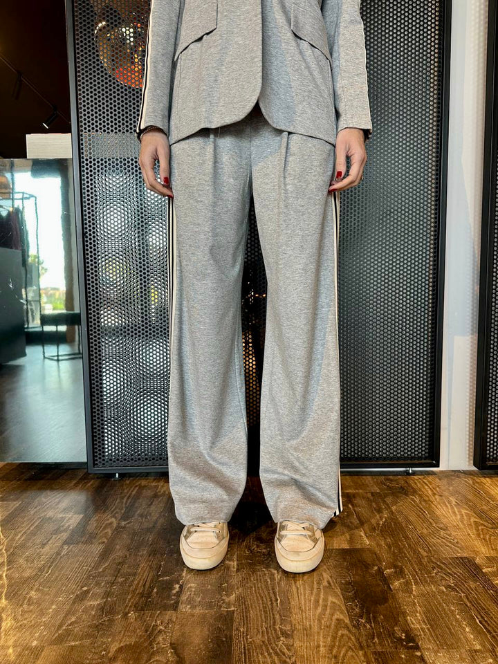 Dixie Pantaloni Donna PDHHWCUA Grigio Melange, Tessuto Felpa, Con Bande