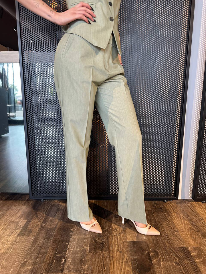 Eco Pantaloni Donna EC21215U398 Palazzo, Verde