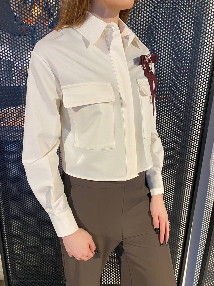 Eco Camicia Donna C6087 Cropped, Panna