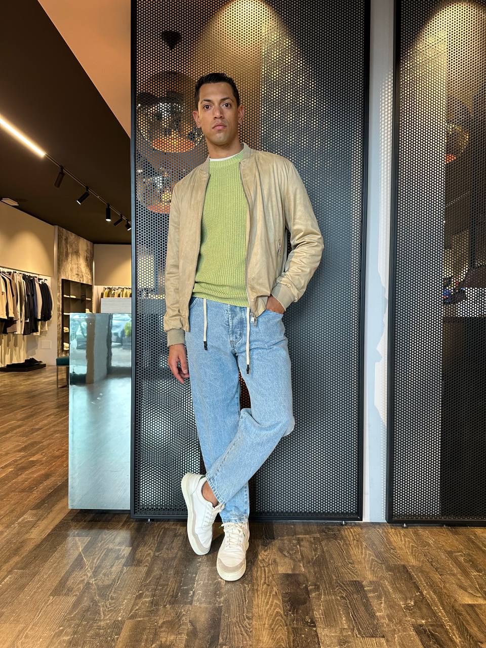 Gianni Lupo Bomber Uomo GL9730-S25 Beige, Eco Suede