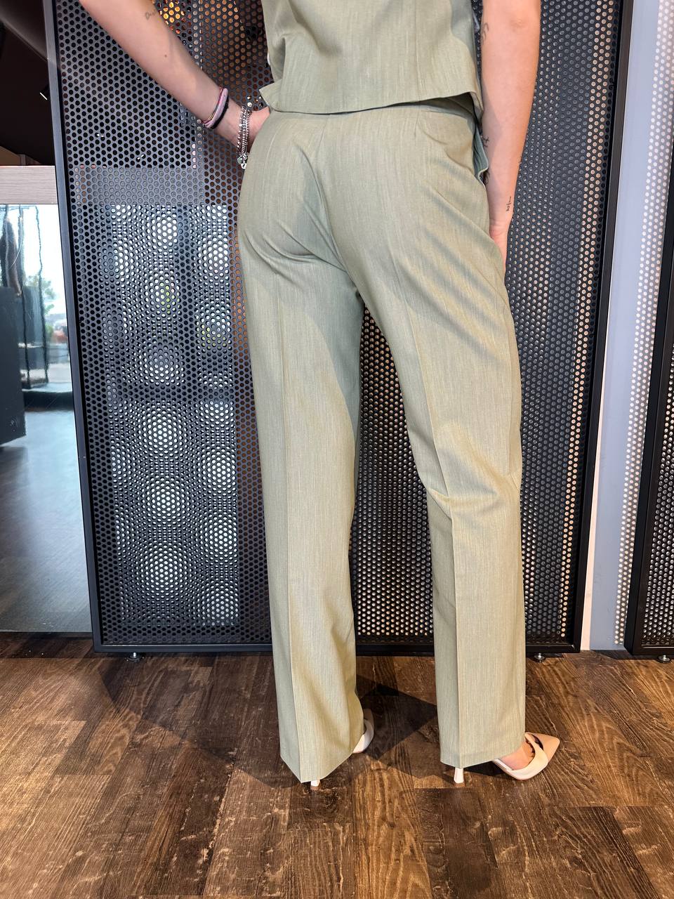 Eco Pantaloni Donna EC21215U398 Palazzo, Verde