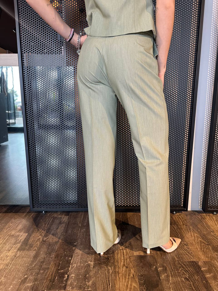 Eco Pantaloni Donna EC21215U398 Palazzo, Verde