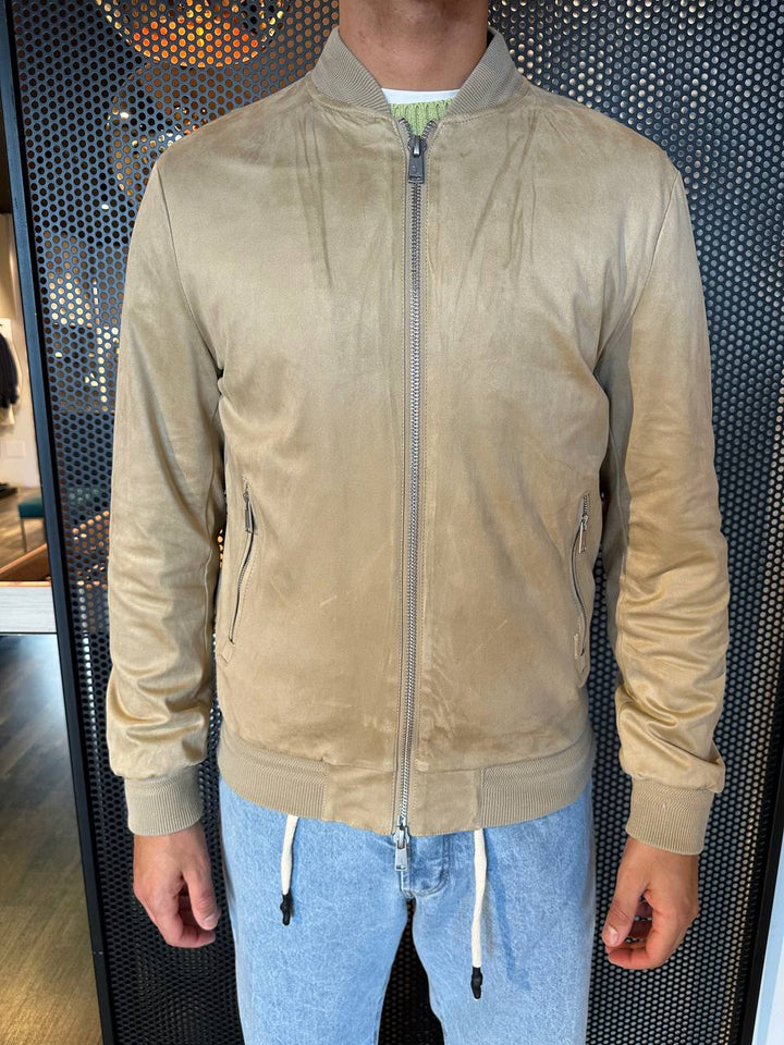 Gianni Lupo Bomber Uomo GL9730-S25 Beige, Eco Suede
