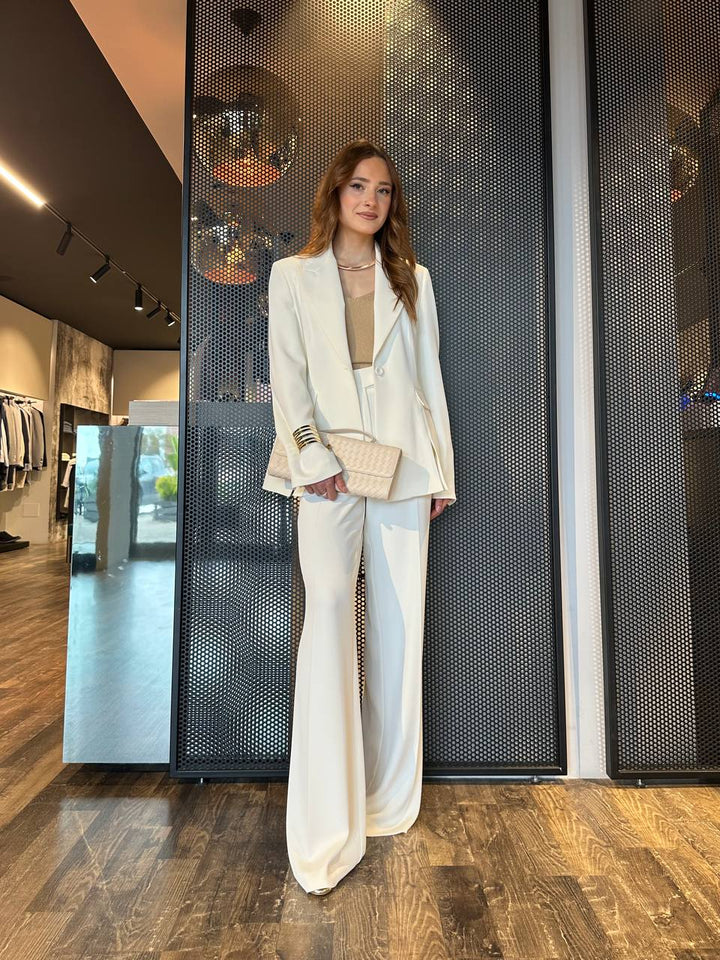 Eco Pantaloni Donna EC21718 Palazzo, Bianco