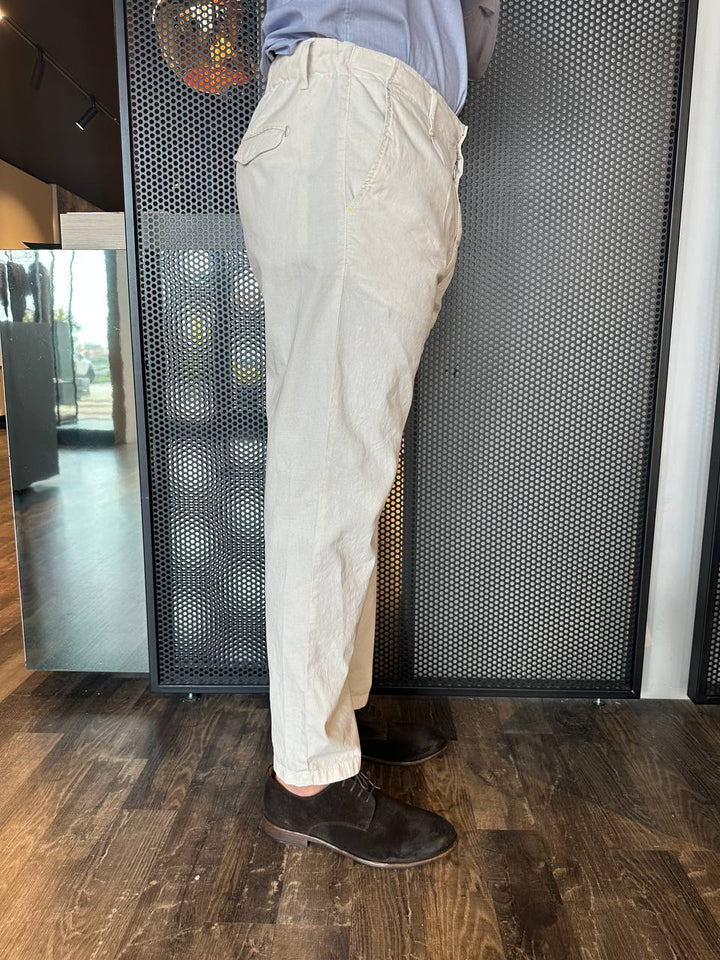 BL11 Pantaloni Uomo 10VOLTERRA24, Latte, Cropped, Lino