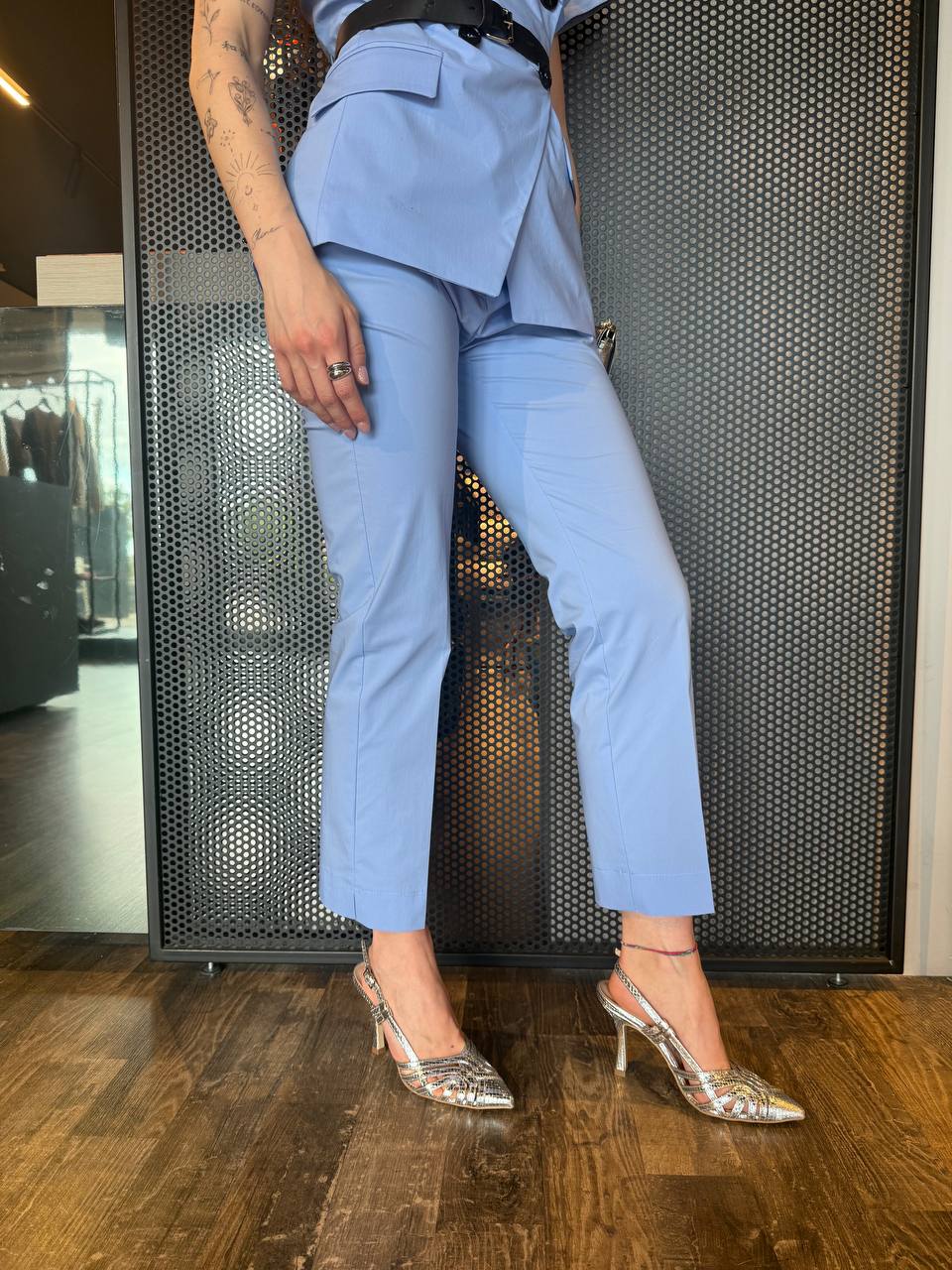 Imperial Pantaloni Donna PEY8JXZ Celeste, Vita Media
