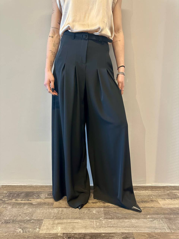 Imperial Pantaloni Donna P3ZQJGC Nero, Fondo Largo