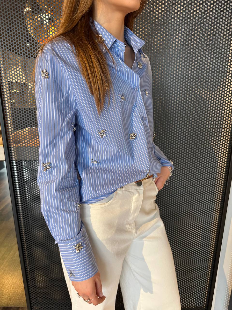 Koralline Camicia Donna PE25-503 Oversize, Celeste