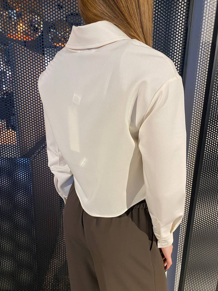Eco Camicia Donna C6087 Cropped, Panna
