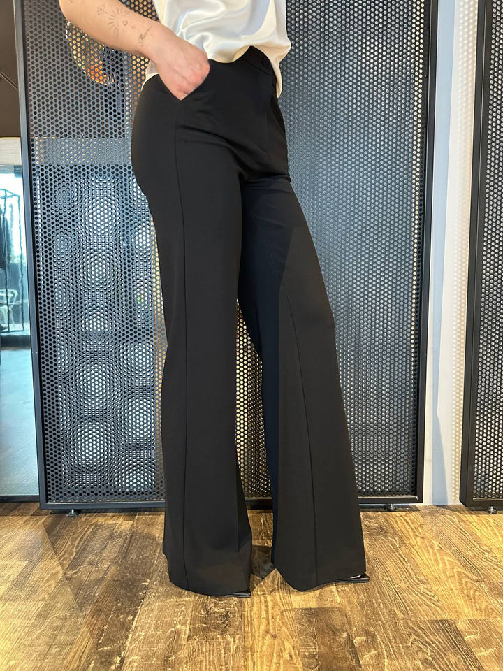 Imperial Pantaloni Donna P5UOJHZ Nero, Fondo Largo
