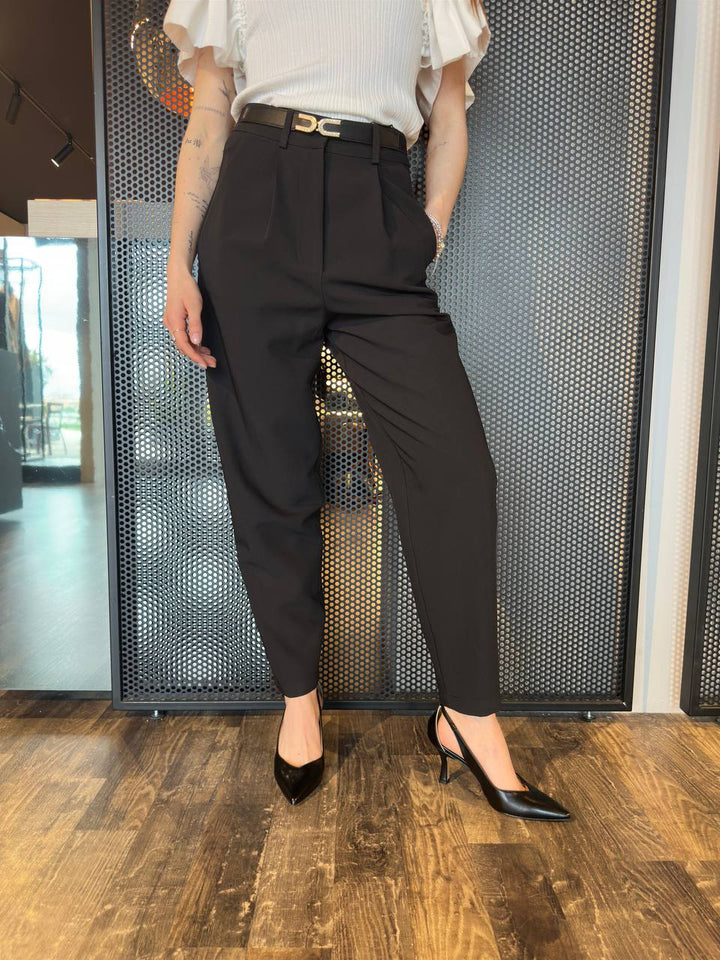 Koralline Pantaloni Donna PE25-104 Nero, Cavallo basso