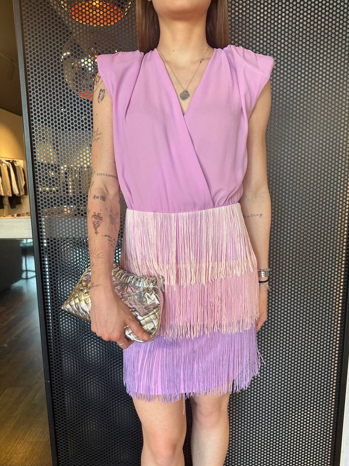 Sarah Chole Women's Dress 014957 Pink, Short, Fringe on the Skirt