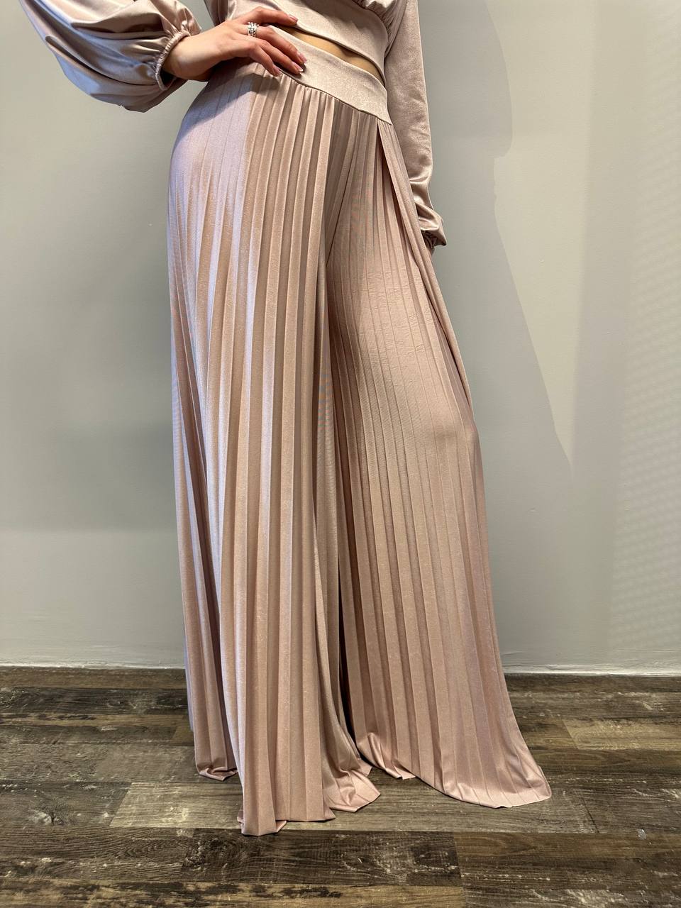 Kontatto Pantaloni Donna SU503C Rosa, Spacchi plisse