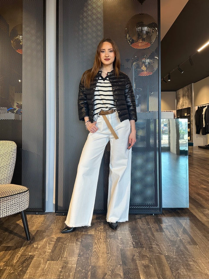 Tensione In Pantaloni Donna PA3893PE25 Bianco, Palazzo Sfrangiato