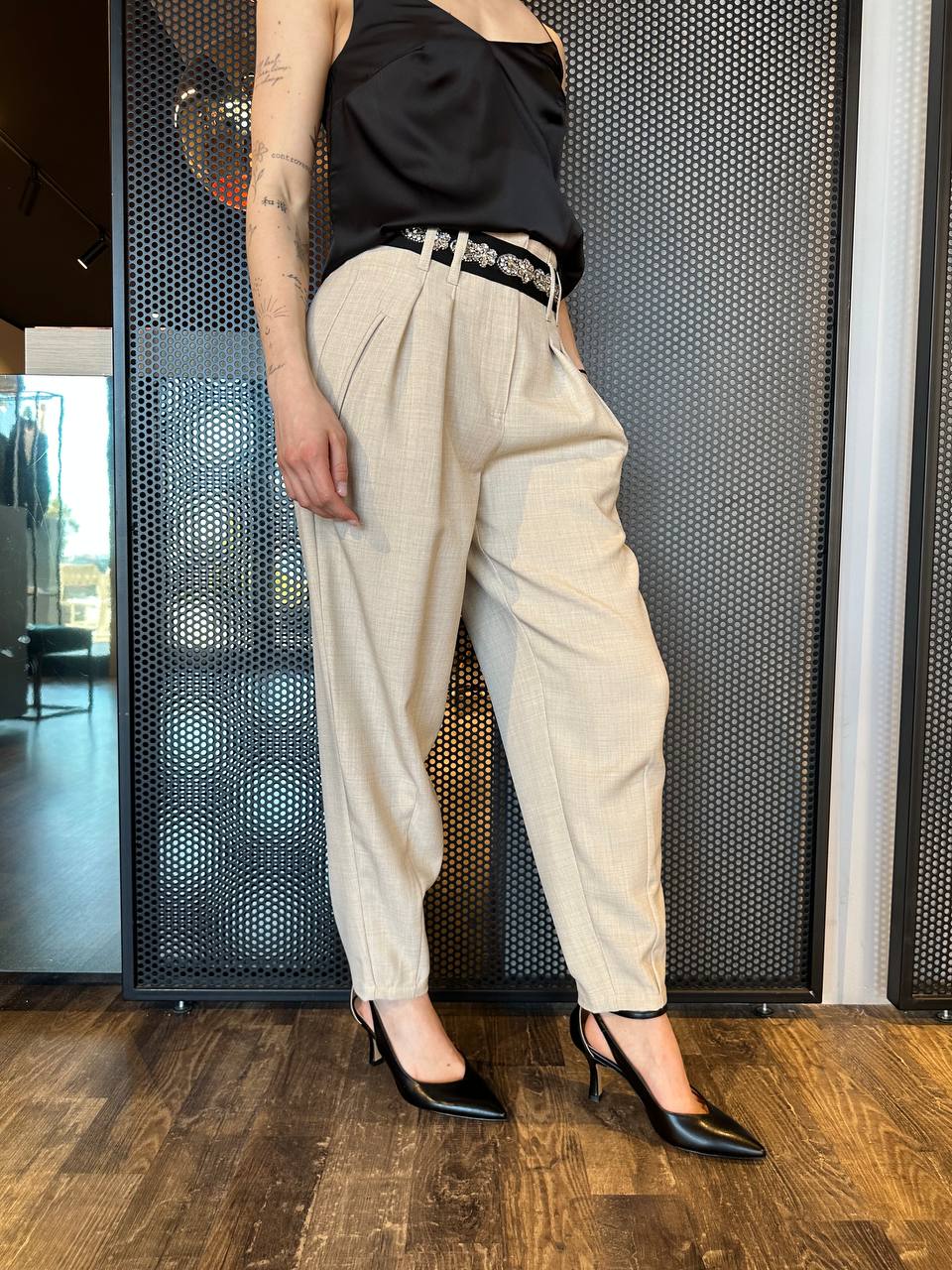 Koralline Pantaloni Donna PE25-111 Beige, Cargo