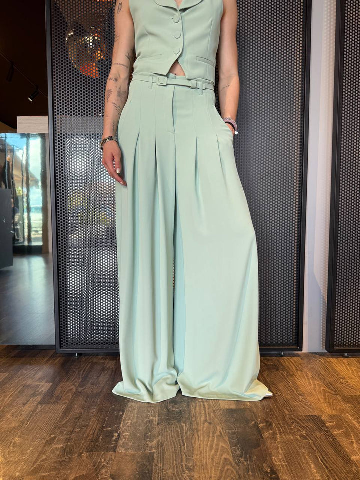 Imperial Pantaloni Ampi Donna P3ZQJHX Verde Acqua, Vita Alta