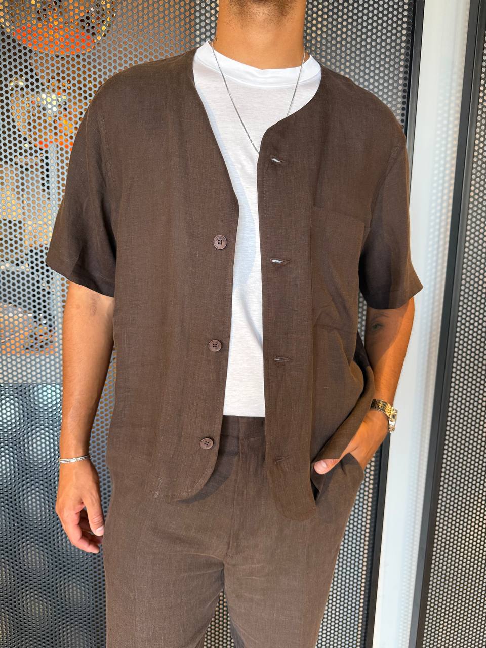 I'm Brian Camicia Uomo CA3278 Moro, Lino