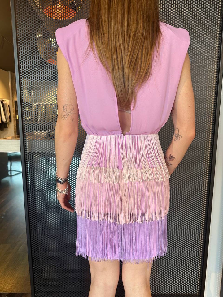 Sarah Chole Women's Dress 014957 Pink, Short, Fringe on the Skirt