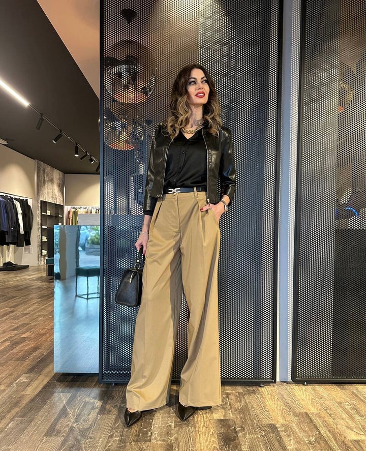 Tensione In Pantaloni Donna PE25-4054 Beige, Palazzo