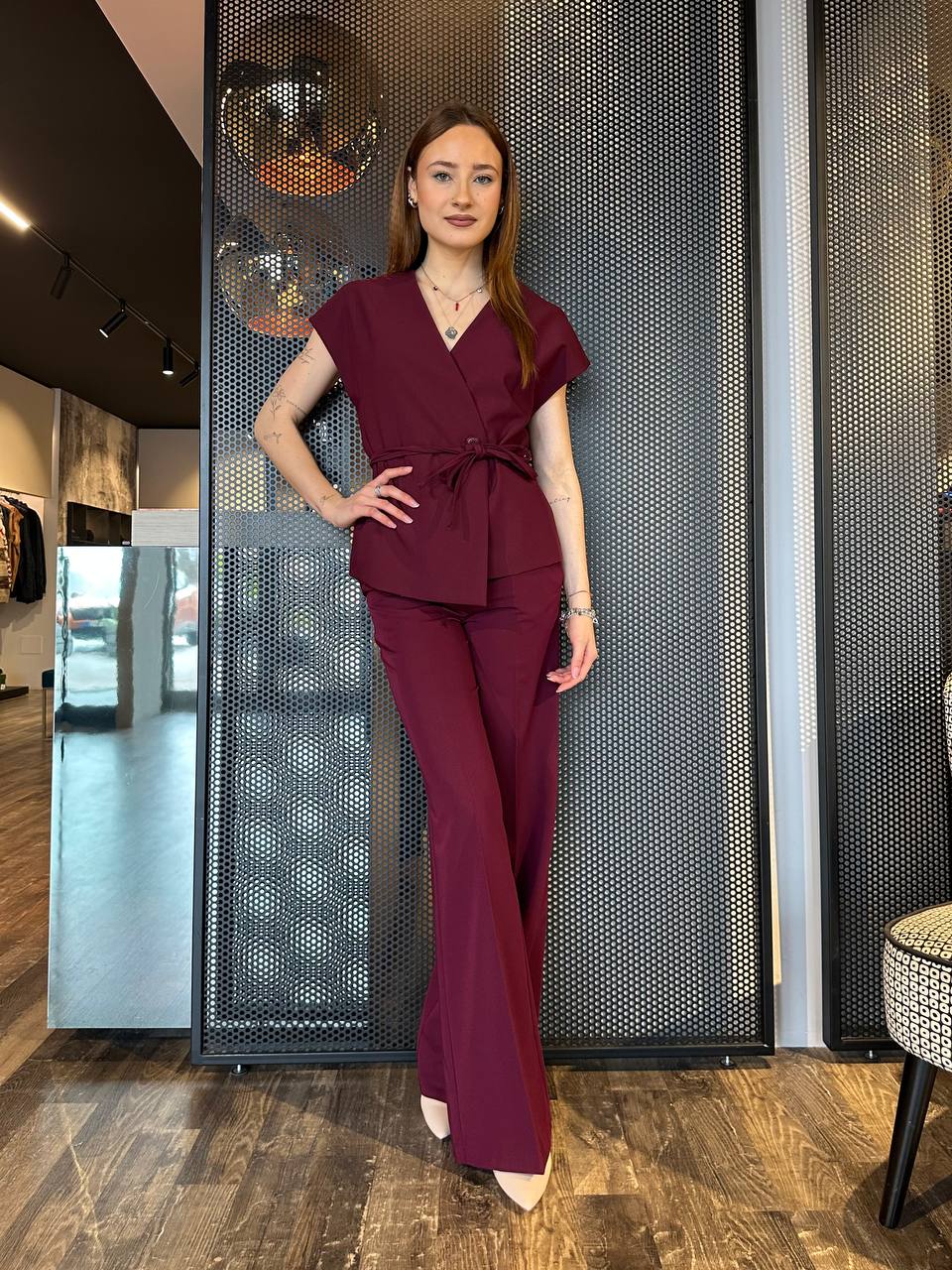 Kontatto Pantaloni Donna HU702C Bordeaux, Palazzo